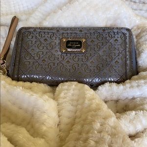 Gray wallet with tan inside
